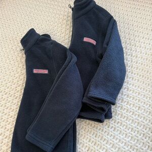 Set of Two (2) Vineyard Vines Navy Blue 1/4 Zip Fleece Jackets w/ whale logo 🐳